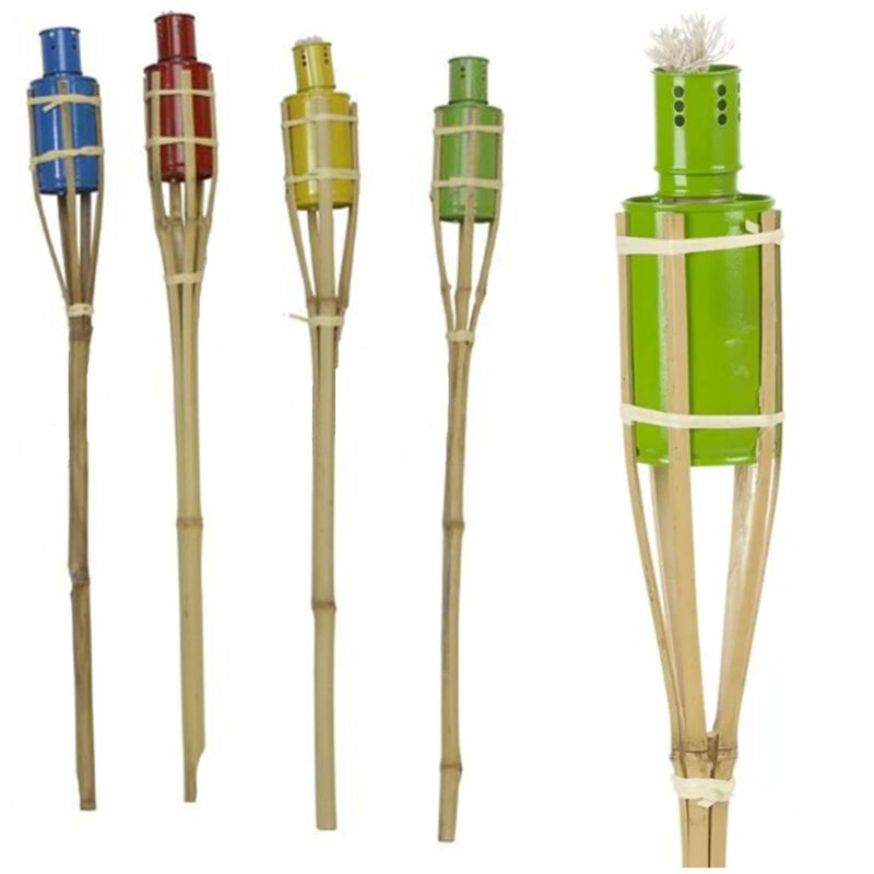 foto del prodotto trade shop traesio set 12 pz torcia in bamb 60 cm colorate giardino vialetti decorazione esterna 016788 