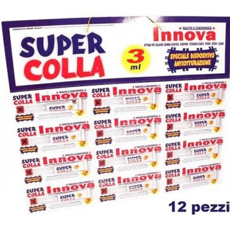 foto del prodotto trade shop traesio set 12 tubetti colla cianoacrilica per riparazione plastica metallo legno 3g 
