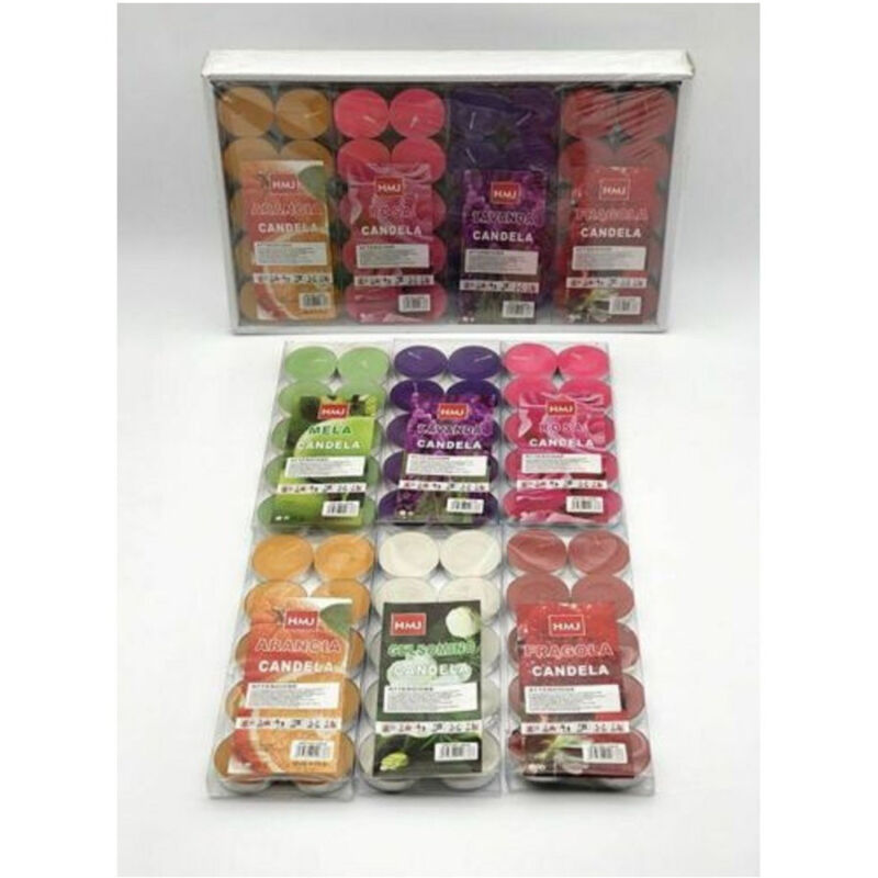 foto del prodotto trade shop traesio set 120 candele in cera colorate profumate in varie fragranze tealight lumini 