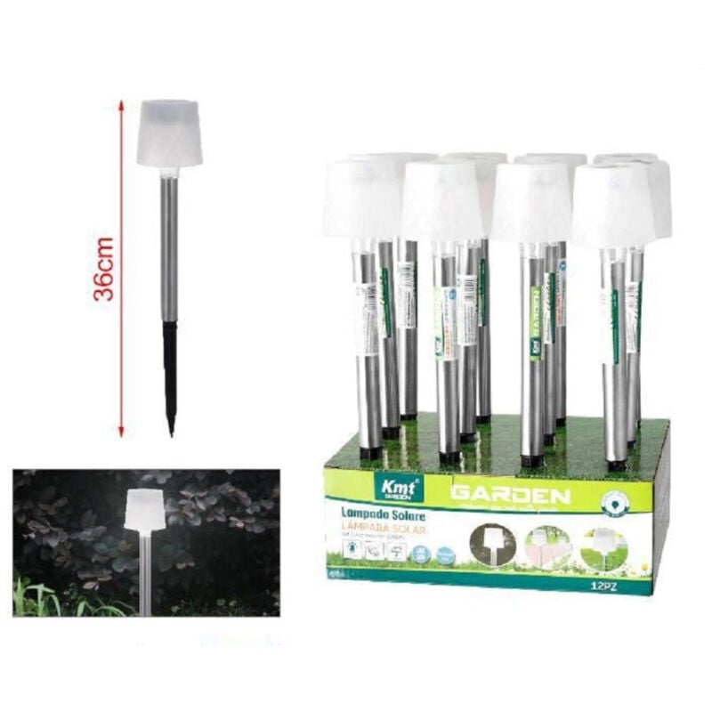 foto del prodotto trade shop traesio set 12pz lampada ad energia solare 36 cm con picchetto giardini vialetti 2003020 