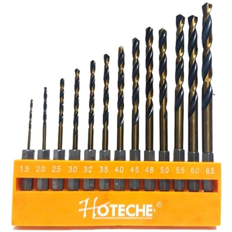 foto del prodotto trade shop traesio set 13 punte esagonale trapano avvitatore inserti titanio attacco 1 4 1,5 6,5mm 