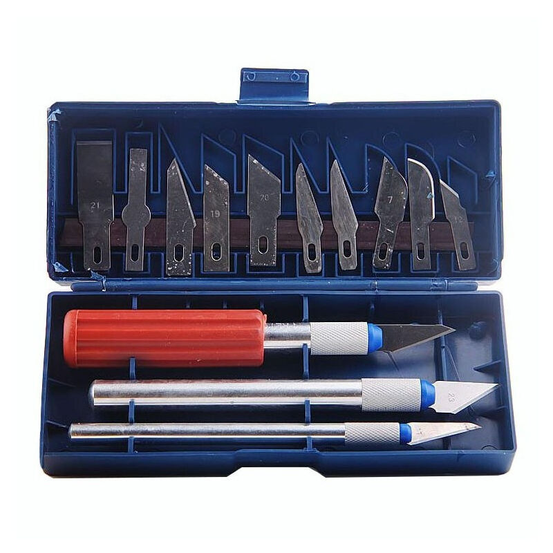 immagine 0 del prodotto trade shop traesio set 13 pz. scalpelli mini con manico in plastica acciaio per scultura intaglio strumenti taglio scolpire 
