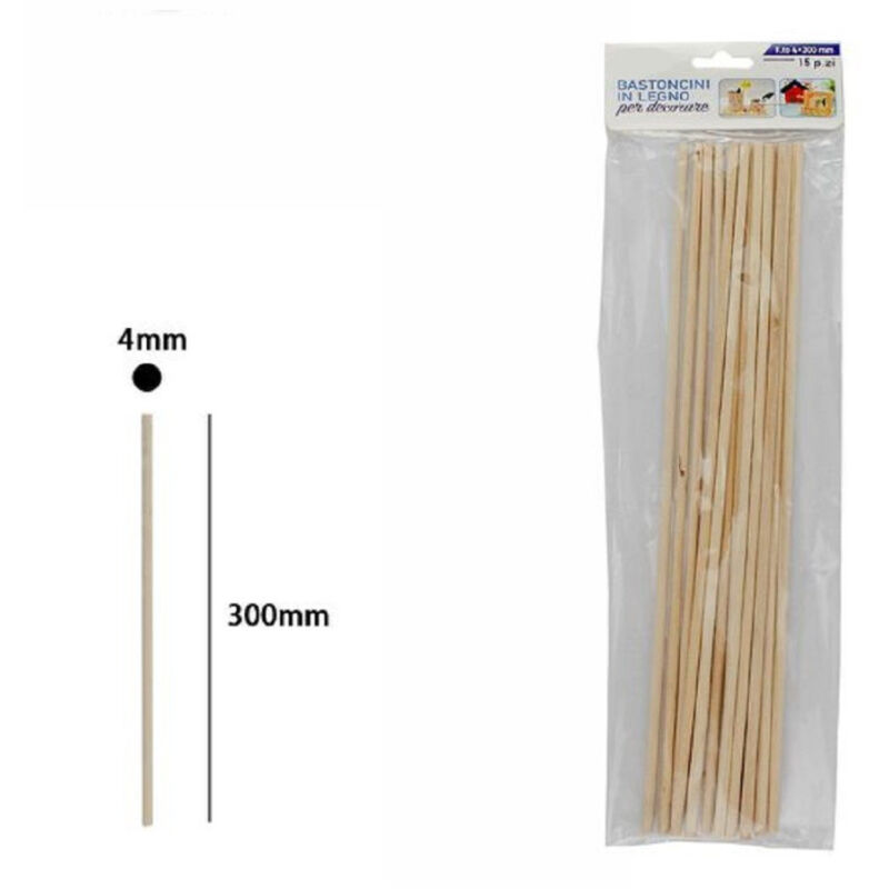foto del prodotto trade shop traesio set 15 bastoncini in legno lavoretti attivit creative stecchette 4x300mm 53871a 