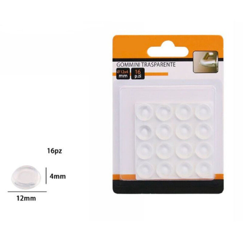 foto del prodotto trade shop traesio set 16 pz gommini adesivi protezione pavimenti trasparenti rotondi 12x4mm 66094 