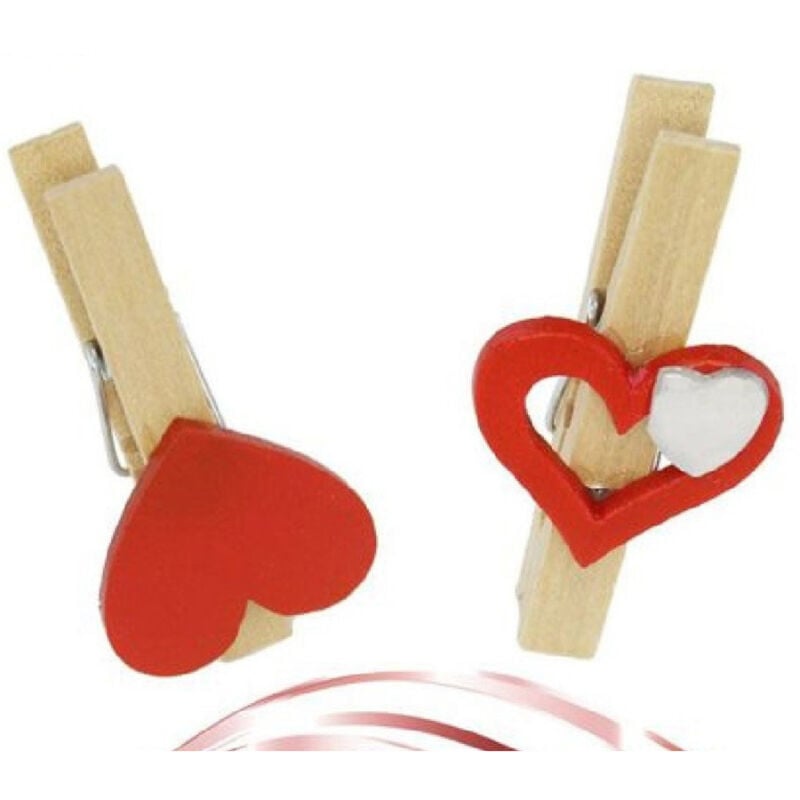 foto del prodotto trade shop traesio set 16 pz mollettine di legno con cuore rosso san valentino vari modelli 92317 