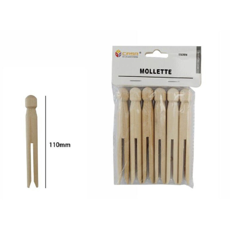 foto del prodotto trade shop traesio set 18 pz mollette pinze bucato panni in legno bricolage hobbystica 110mm 53895a 