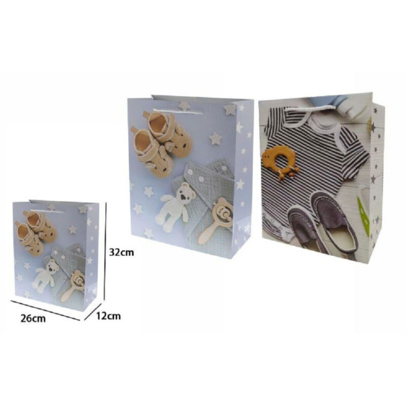 foto del prodotto trade shop traesio set 2 buste busta borsa regalo compleanno nascita bimbo 32x26x12 cm 69979 2 mod. 