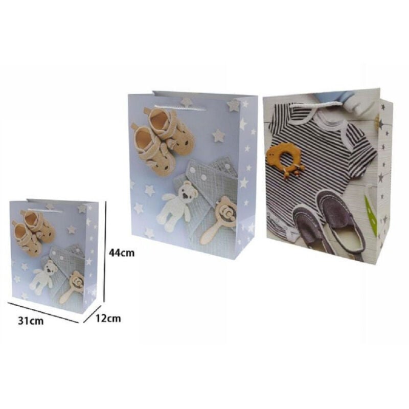 foto del prodotto trade shop traesio set 2 buste busta borsa regalo compleanno nascita bimbo 44x31x12 cm 69980 2 mod. 