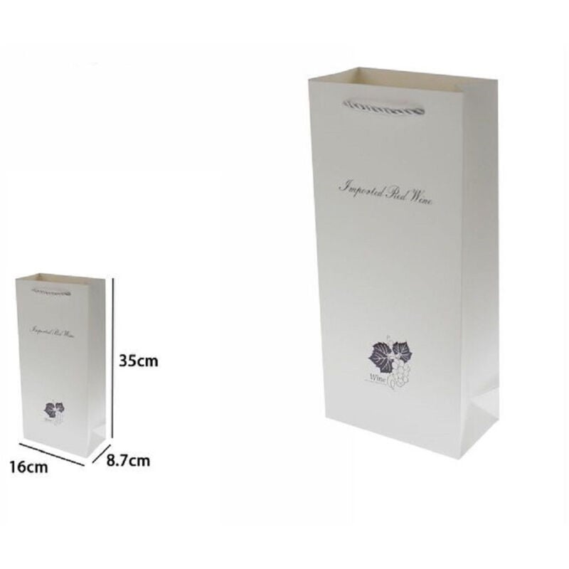 foto del prodotto trade shop traesio - set 2 buste regalo 35x16x8.7cm sacchetto bottiglie vino bianca con scritta 69894 -