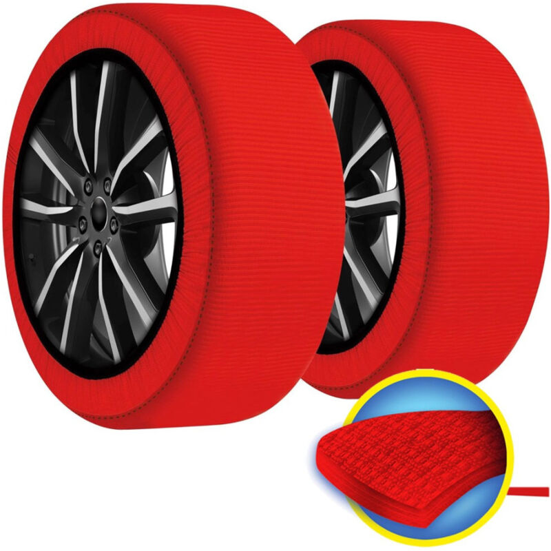 foto del prodotto trade shop traesio set 2 calze da neve catene per auto omologate in tessuto 3d per grande aderenza m