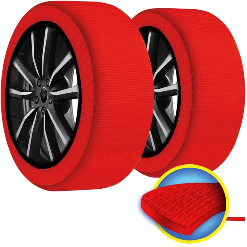foto del prodotto trade shop traesio set 2 calze da neve catene per auto omologate in tessuto 3d per grande aderenza s