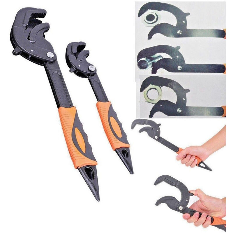 foto del prodotto trade shop traesio - set 2 chiavi a tubo veloce regolabili multi funzioni professionali 260 mm 380 mm -