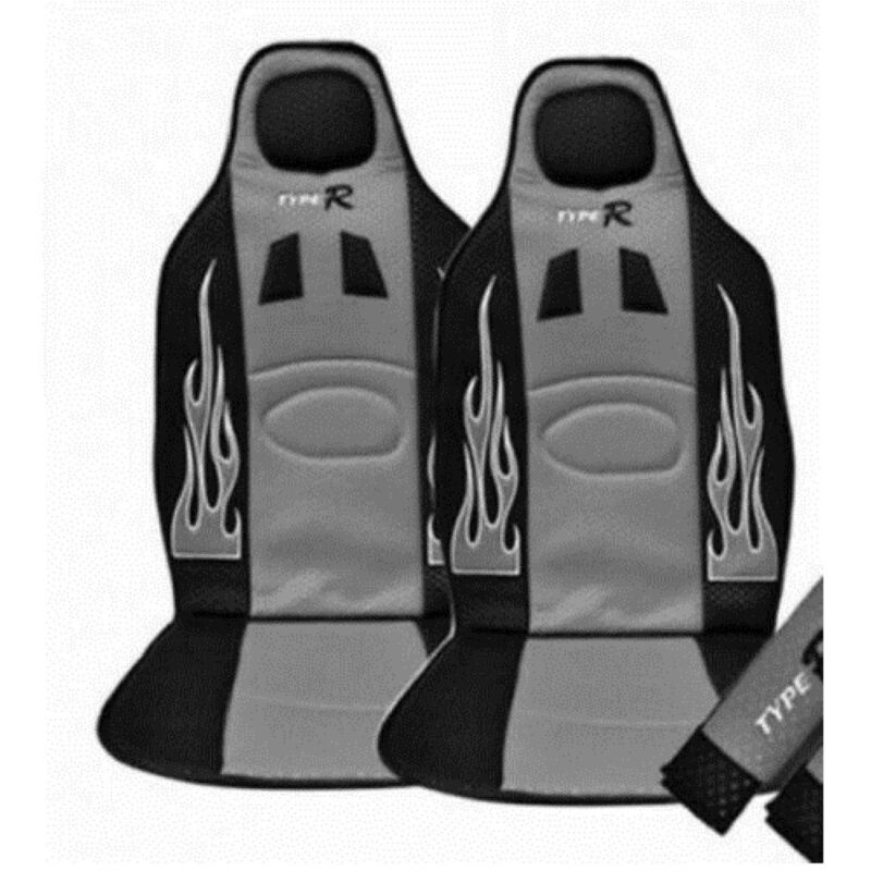 foto del prodotto trade shop traesio set 2 coprisedili coppia schienali racing universali auto grigi sportivi 
