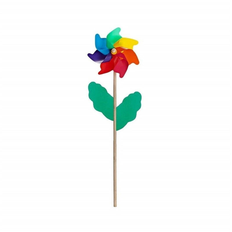 foto del prodotto trade shop traesio set 2 girandole a vento 12cm colorata in legno scaccia uccelli gioco prato balcone 