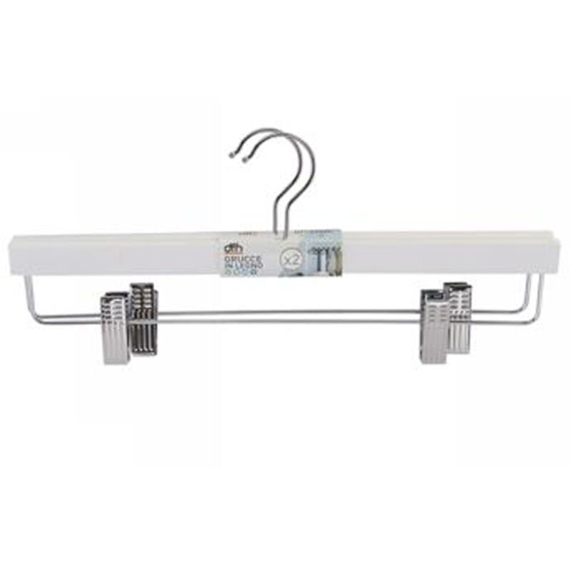 foto del prodotto trade shop traesio - set 2 grucce pantaloni in legno bianco armadio clip antiscivolo gonne shorts 36 -