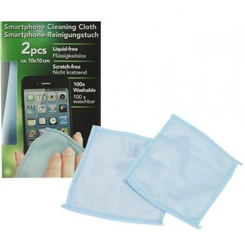 foto del prodotto trade shop traesio set 2 panni in microfibra per pulizia schermi smartphone colore azzurro 