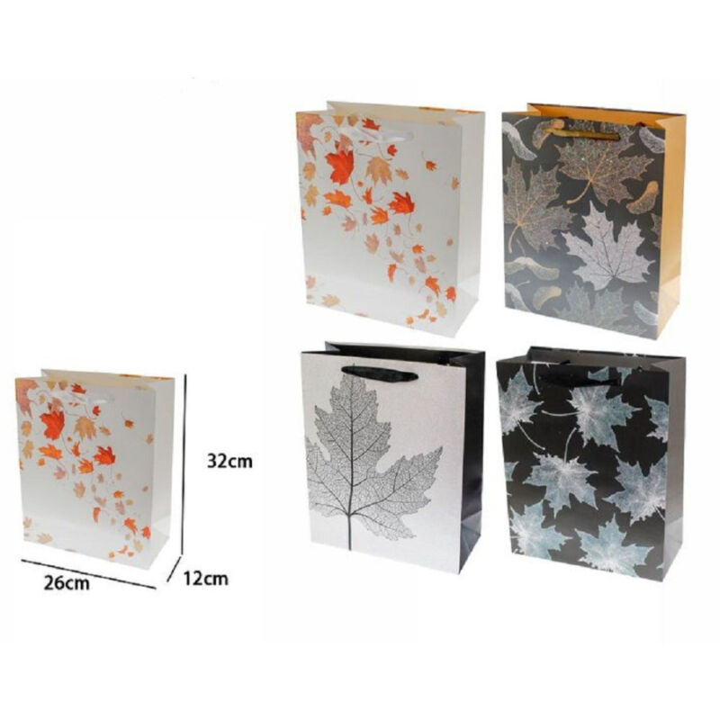 foto del prodotto trade shop traesio set 2 pezzi buste borsa da regalo foglie autunnali 32x26x12cm 69963 vari modelli 