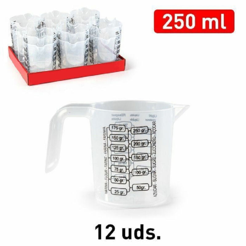 foto del prodotto trade shop traesio set 2 pezzi caraffa brocca plastica graduata misurino dosatore da 250 ml 11774 