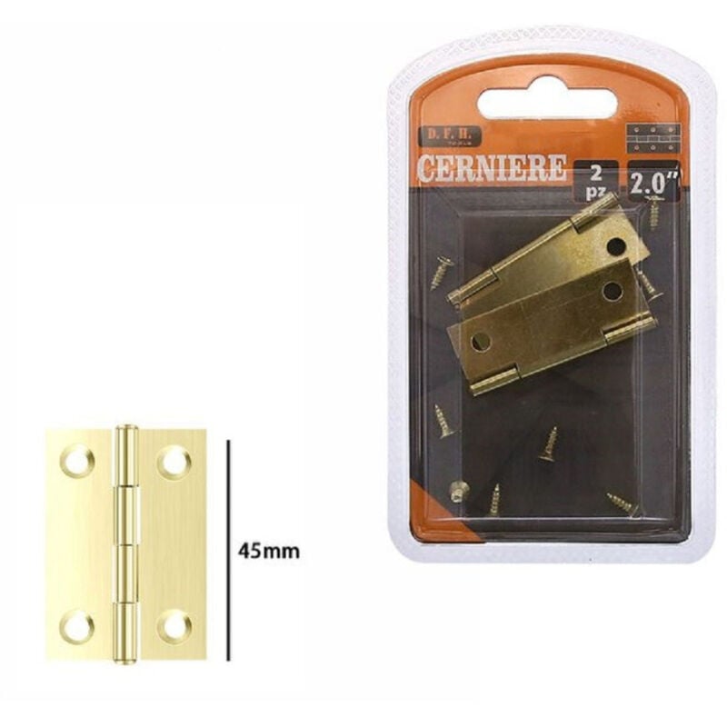 foto del prodotto trade shop traesio set 2 pezzi cerniere in ottone per porte mobili armadi sportelli ante 45mm 69038 