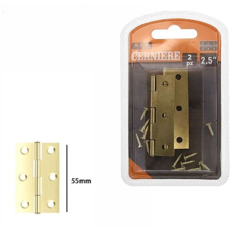foto del prodotto trade shop traesio set 2 pezzi cerniere in ottone per porte mobili armadi sportelli ante 55mm 69039 