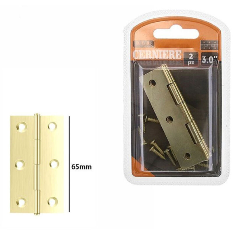 foto del prodotto trade shop traesio set 2 pezzi cerniere in ottone per porte mobili armadi sportelli ante 65mm 69040 