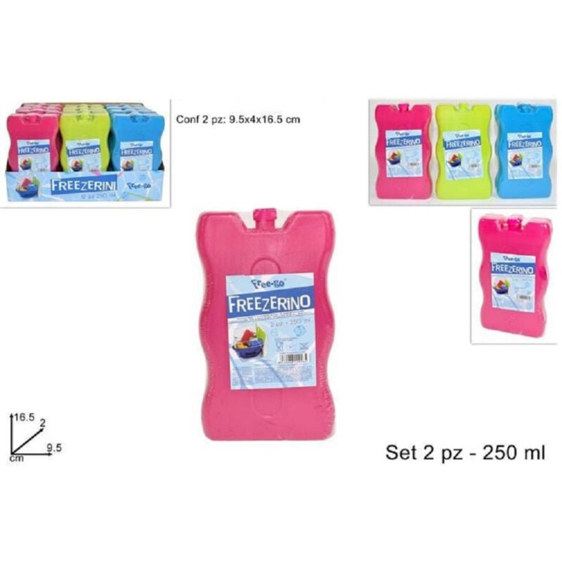 foto del prodotto trade shop traesio set 2 pezzi freezerino ghiaccio ghiacciolo 250ml borsa termica mare refrigerante 