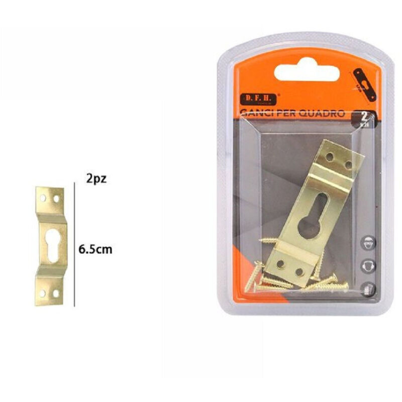 foto del prodotto trade shop traesio set 2 pezzi ganci dorati per quadri quadro cornici appendere parete 6.5 cm 07522 
