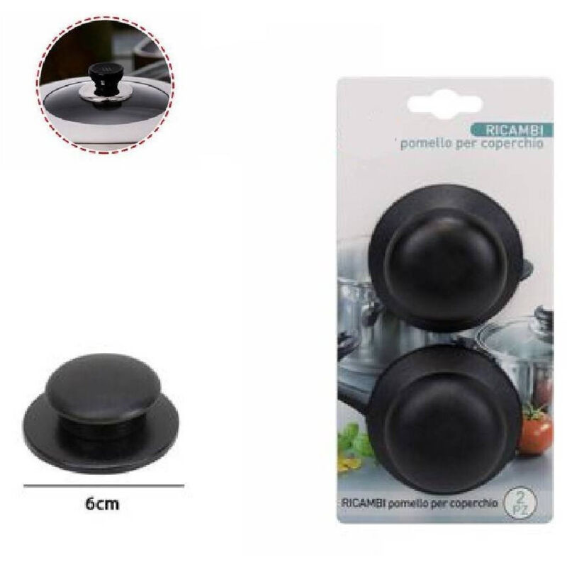 foto del prodotto trade shop traesio set 2 pezzi pomello per coperchi ricambi universali pentole padelle manici 66374 