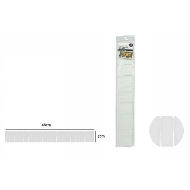 foto del prodotto trade shop traesio set 2 pezzi separatori divisori per cassetti armadio in plastica 48 x 7 cm 71389 