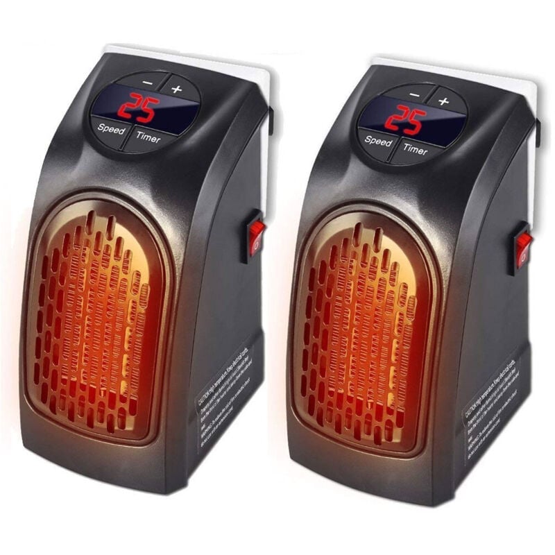 foto del prodotto trade shop traesio set 2 pezzi stufa elettrica 400w riscaldamento portatile spina presa elettrica 