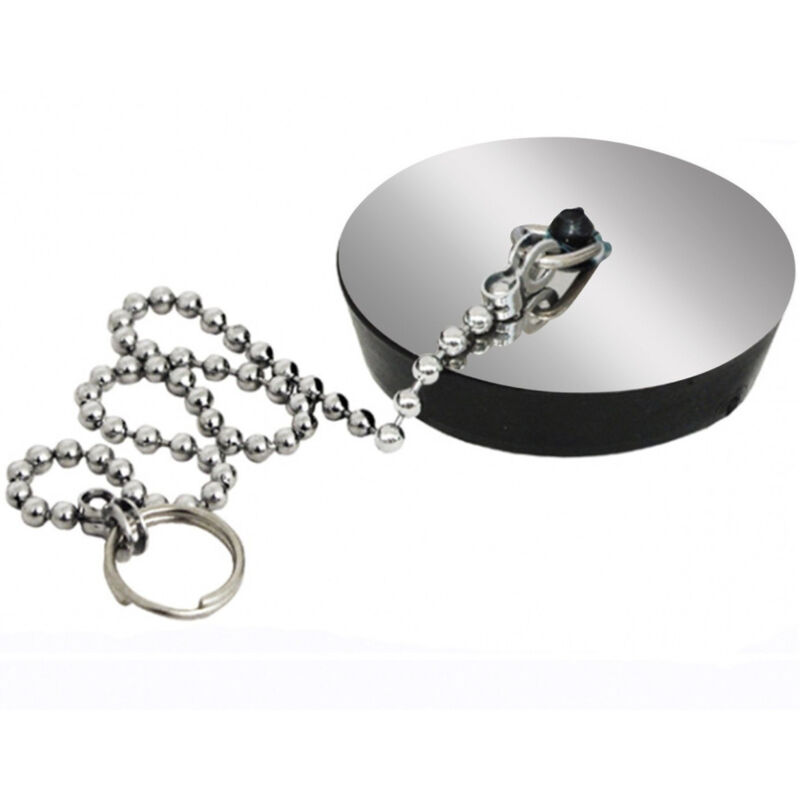 foto del prodotto trade shop traesio set 2 pezzi tappo tappi lavandino 5 cm con catenella lavello lavanderia 