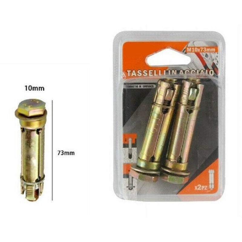 foto del prodotto trade shop traesio set 2 pezzi tasselli tassello bulloni in acciaio m10 x 73mm accessori minuteria 