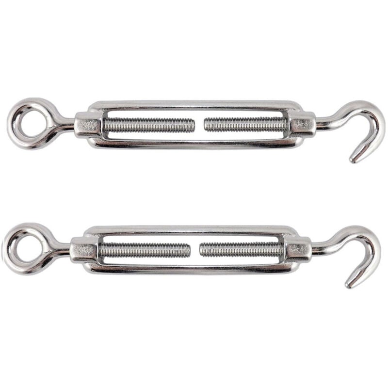 foto del prodotto trade shop traesio set 2 pezzi tenditore a vite con gancio ed occhiello acciaio 6mm 