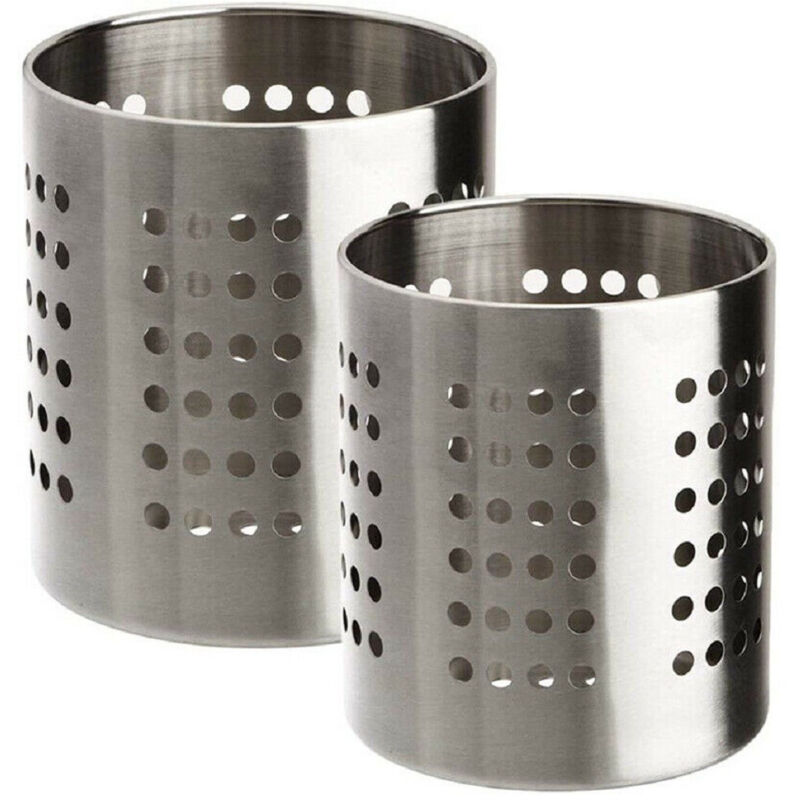 foto del prodotto trade shop traesio set 2 portaposate forato acciaio scolaposate da cucina portautensili organizer 