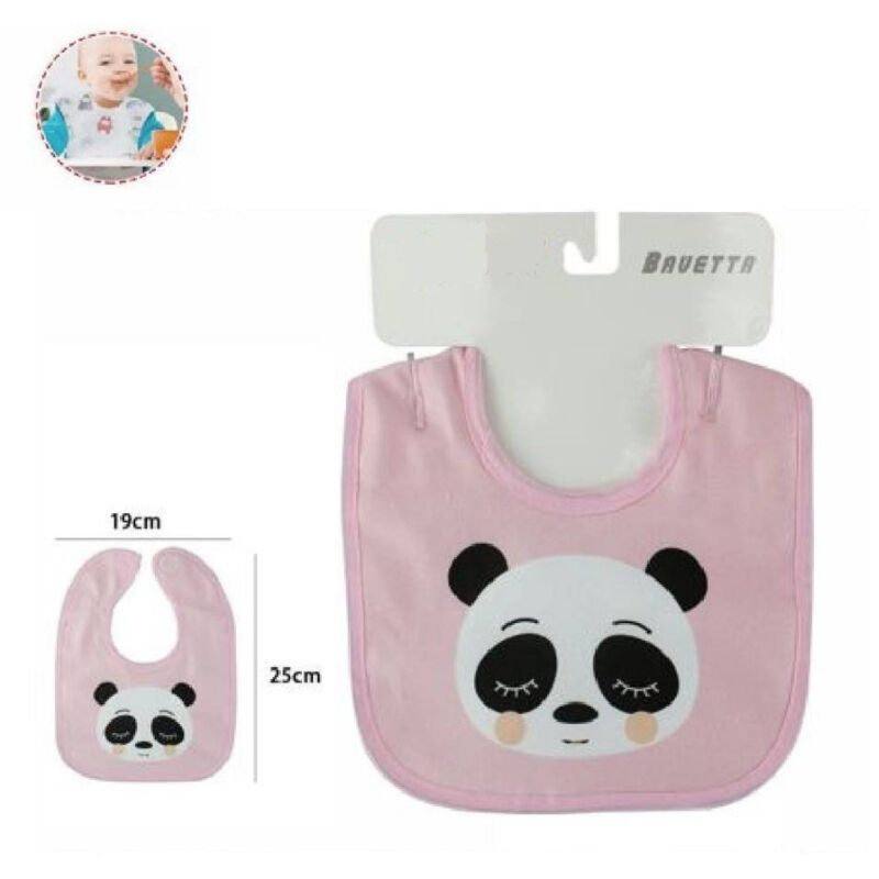 foto del prodotto trade shop traesio set 2 pz bavetto bavaglino neonato pappa allattamento bambina panda 68332 rosa 