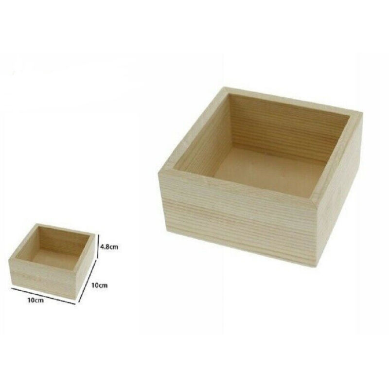 foto del prodotto trade shop traesio set 2 pz box scatola scatole in legno naturale 10 x 10 x 4.8 cm decoupage 71197 
