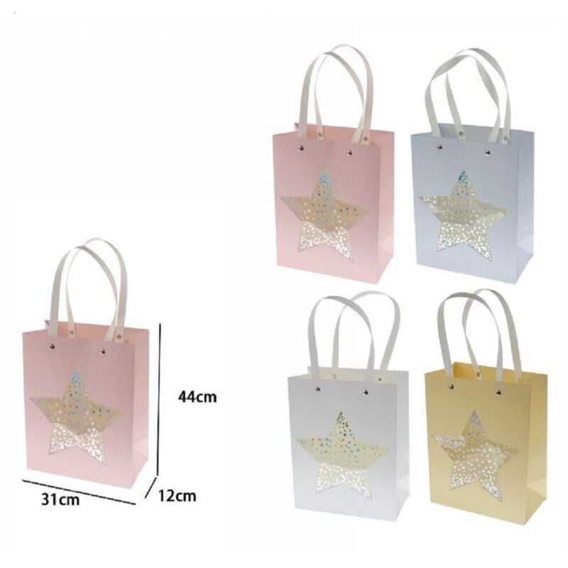 foto del prodotto trade shop traesio set 2 pz buste borsa da regalo con stella 44 x 31 x 12cm 69940 varie colorazioni 