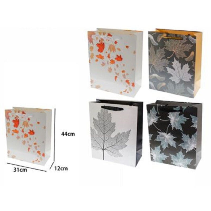 foto del prodotto trade shop traesio set 2 pz buste borsa da regalo foglie autunnali 44x31x12cm 69964 in vari modelli 