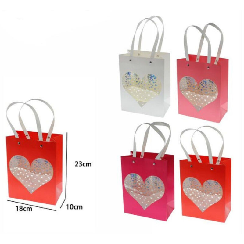 foto del prodotto trade shop traesio set 2 pz buste borsa da regalo sacchetti con cuore 23x18x10cm 69935 vari colori 