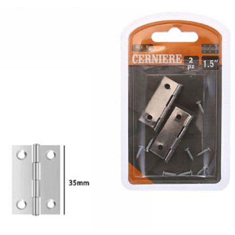 foto del prodotto trade shop traesio set 2 pz cerniere per porte mobili armadi sportelli ante 35 mm silver viti 69031 