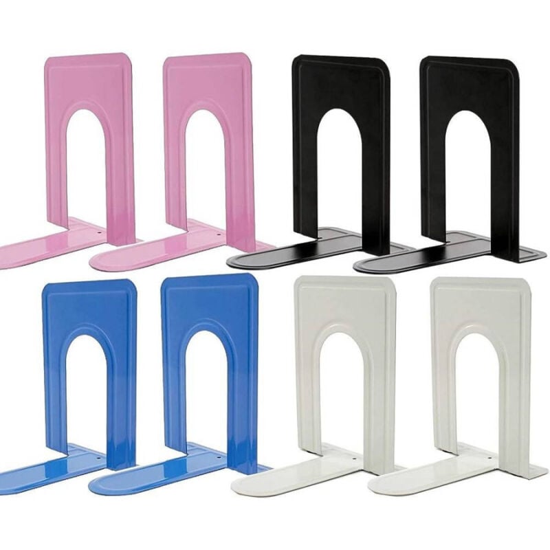 foto del prodotto trade shop traesio set 2 pz fermalibri in metallo antiscivolo organizer da scrivania supporto libri 