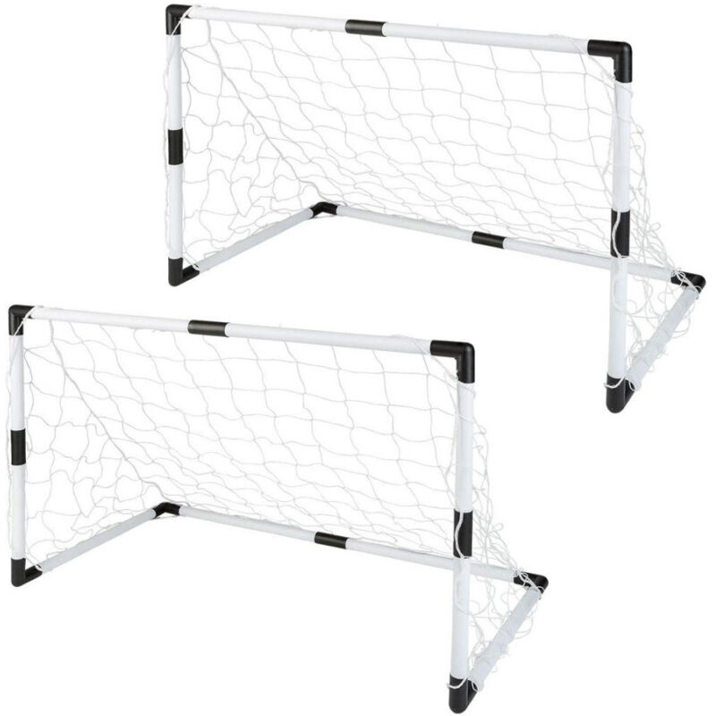 foto del prodotto trade shop traesio set 2 pz mini porte da calcio 91,5x61x48cm con palla pompa 8 picchetti fissaggio 