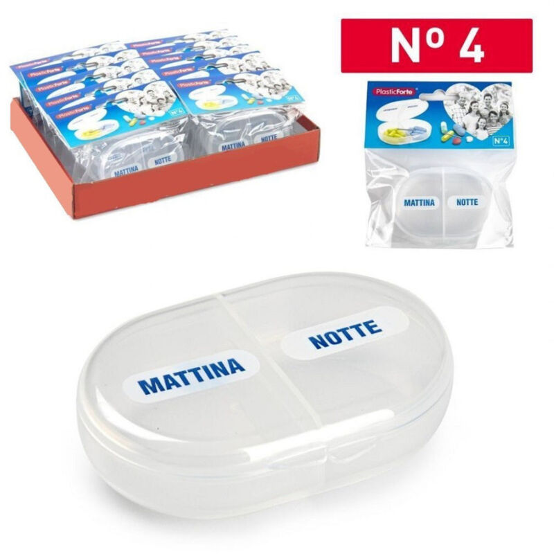 foto del prodotto trade shop traesio set 2 pz porta pillole portapastiglie 2 scomparti dosi giornalieri ovale 12174it 