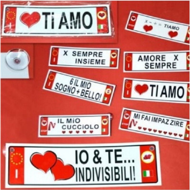 foto del prodotto trade shop traesio set 2 pz targa targhetta adesiva idea regalo san valentino mod. assortiti 27x8cm 