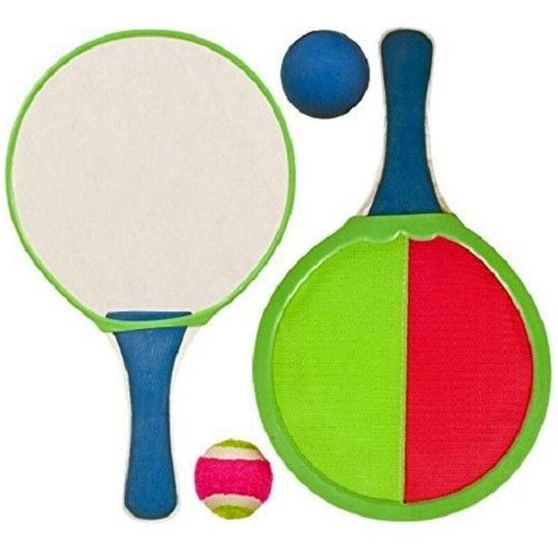 foto del prodotto trade shop traesio set 2 racchette 2in1 doppia funzione con 2 palline beach tennis spiaggia mare 