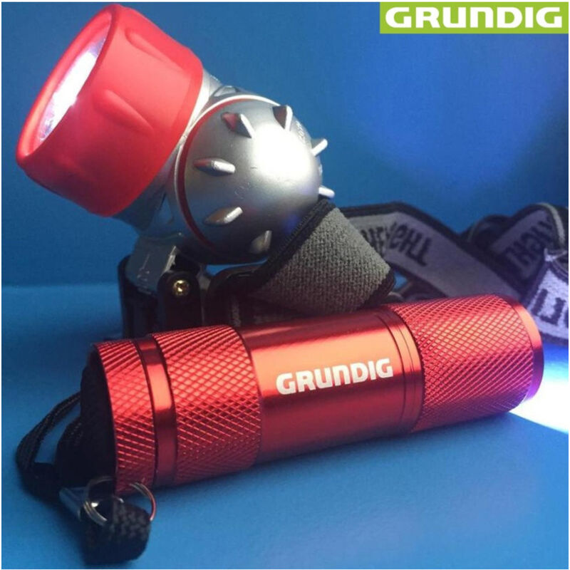 foto del prodotto trade shop traesio set 2 torce lampade led frontale e torcia per campeggio pesca bici grundig 