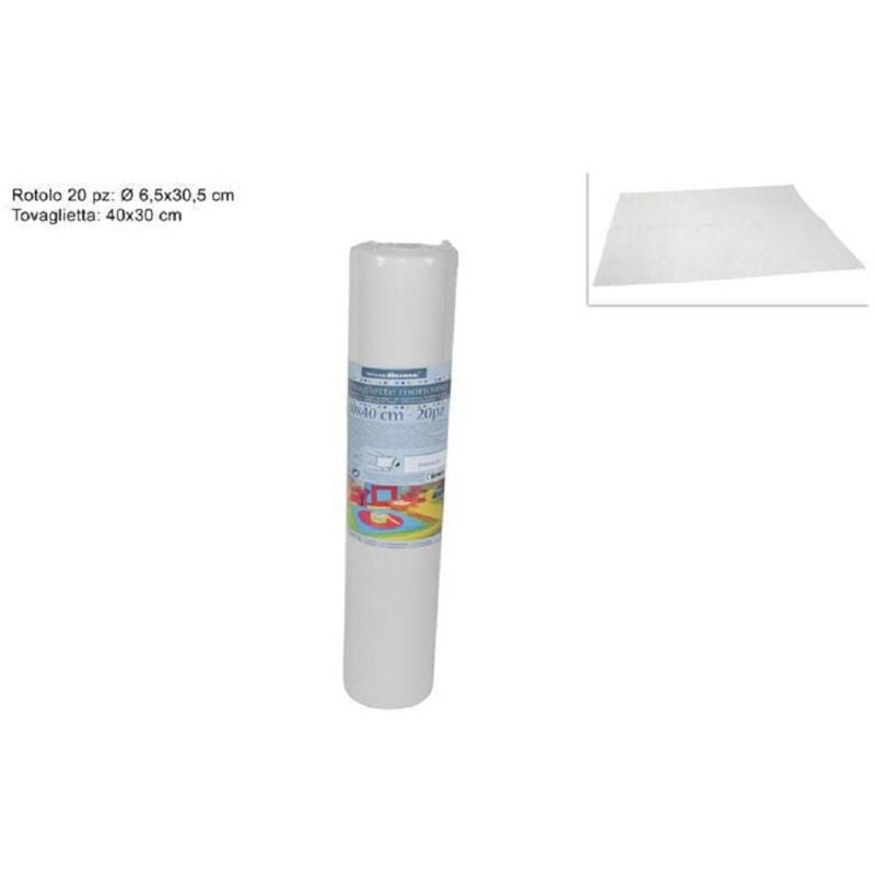 foto del prodotto trade shop traesio set 20 pezzi tovagliette tovaglie a strappo runner tnt rullo 30 x 40 cm bianco 