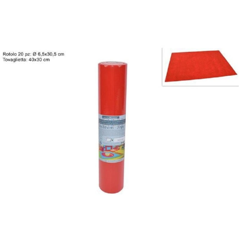 foto del prodotto trade shop traesio set 20 pezzi tovagliette tovaglie a strappo runner tnt rullo 30 x 40 cm rosso 