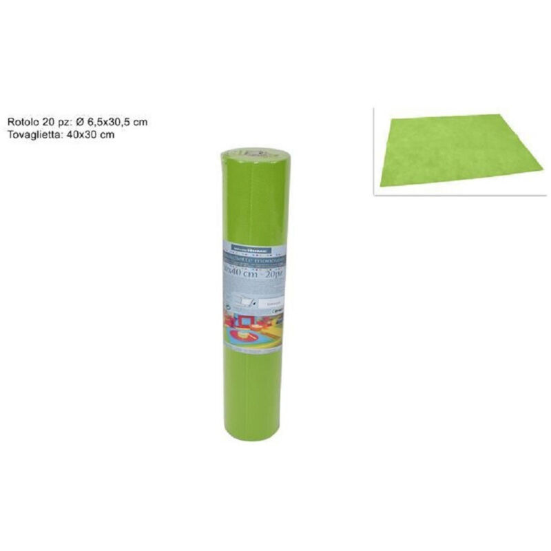 foto del prodotto trade shop traesio set 20 pezzi tovagliette tovaglie a strappo runner tnt rullo 30 x 40 cm verde 