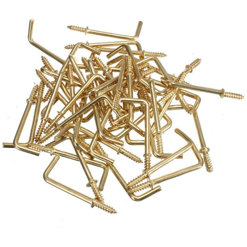 foto del prodotto trade shop traesio set 22 pezzi ganci gancio a vite con filettatura dorati 1 2 minuteria accessori 
